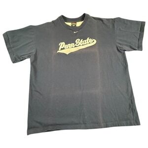 Vintage Penn State Script Embroidered Nike Team T-Shirt Sz L Fading Navy